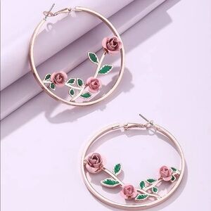 Rosey Roses big city gold floral hoops 🌹